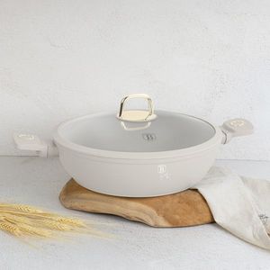 Oala cu capac Berlinger Haus, Sahara, 30 cm, 4.5 L, aluminiu forjat, crem mat imagine
