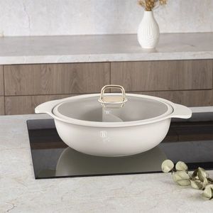 Oala cu capac Berlinger Haus, Sahara, 30x10 cm, 4.2 L, aluminiu turnat, crem mat imagine
