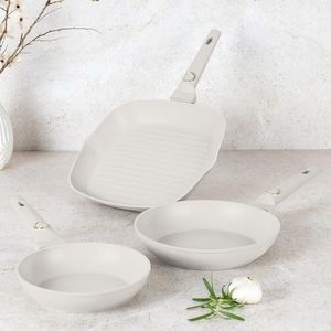 Set 3 tigai Berlinger Haus, Sahara, 20/24/28 cm, aluminiu forjat, crem mat imagine