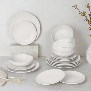 Serviciu de masa rotund, 18 piese Berlinger Haus, Sahara, ceramica, crem mat imagine