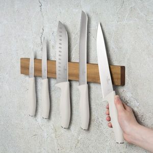 Set 5 cutite cu suport magnetic Berlinger Haus, Sahara, inox/lemn, crem mat/natur imagine