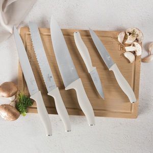 Set 5 cutite cu tocator Berlinger Haus, Sahara, inox/bambus, crem mat/natur imagine