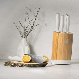 Set 5 cutite cu suport rotund Berlinger Haus, Sahara, inox/bambus, crem mat/natur imagine