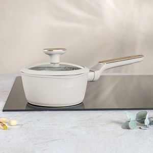 Cratita cu capac Berlinger Haus, Sahara Nordic, 16 cm, 1.2 L, aluminiu forjat, crem mat/natur imagine