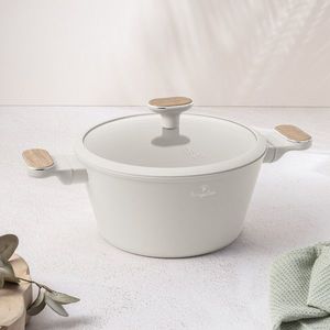 Oala cu capac Berlinger Haus, Sahara Nordic, 24 cm, 4.3 L, aluminiu forjat, crem mat/natur imagine