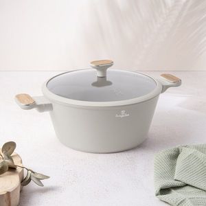 Oala cu capac Berlinger Haus, Sahara Nordic, 28 cm, 6.3 L, aluminiu forjat, crem mat/natur imagine