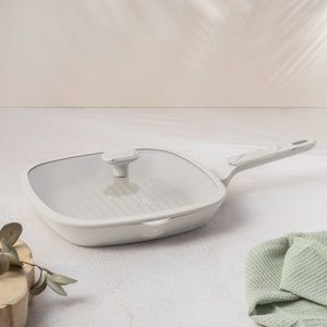 Tigaie grill cu capac Berlinger Haus, Sahara Marble, 28 cm, 2.1 L, aluminiu forjat, crem mat/marmura imagine