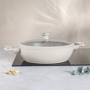 Oala cu capac Berlinger Haus, Sahara Marble, 28 cm, 3.8 L, aluminiu forjat, crem mat/marmura imagine