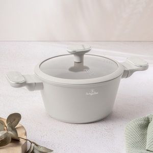Oala cu capac Berlinger Haus, Sahara Marble, 20 cm, 2.6 L, aluminiu forjat, crem mat/marmura imagine