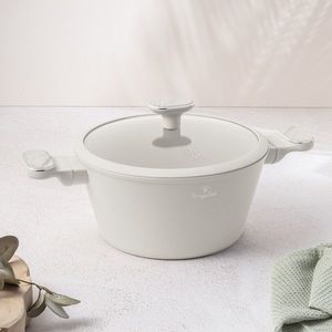 Oala cu capac Berlinger Haus, Sahara Marble, 24 cm, 4.3 L, aluminiu forjat, crem mat/marmura imagine