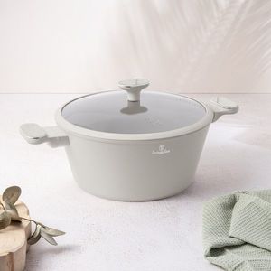 Oala cu capac Berlinger Haus, Sahara Marble, 28 cm, 6.3 L, aluminiu forjat, crem mat/marmura imagine