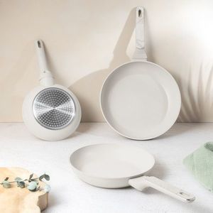 Set 3 tigai Berlinger Haus, Sahara Marble, 20/24/28 cm, aluminiu forjat, crem mat/marmura imagine