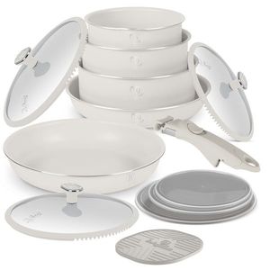 Set pentru gatit Berlinger Haus, Sahara Marble, 13 piese, aluminiu, crem mat/marmura imagine