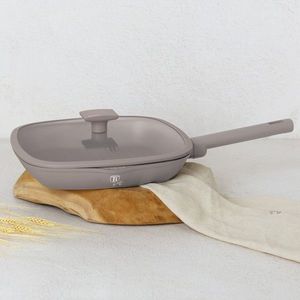 Tigaie grill cu capac Berlinger Haus, Taupe, 28 cm, 2.1 L, aluminiu forjat, taupe mat imagine