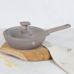 Tigaie adanca cu capac Berlinger Haus, Taupe, 24 cm, 2.3 L, aluminiu forjat, taupe mat imagine