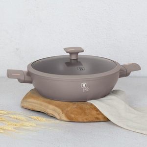 Oala cu capac Berlinger Haus, Taupe, 28 cm, 3.8 L, aluminiu forjat, taupe mat imagine