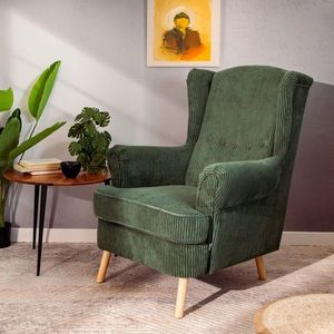 Fotoliu Fossby Faso, Homla, 86x85x108 cm, lemn/catifea din poliester, verde imagine