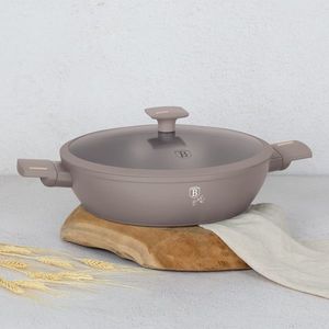 Oala cu capac Berlinger Haus, Taupe, 30 cm, 4.5 L, aluminiu forjat, taupe mat imagine