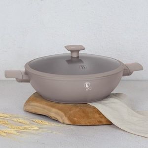 Tigaie Wok cu capac Berlinger Haus, Taupe, 30 cm, aluminiu forjat, taupe mat imagine