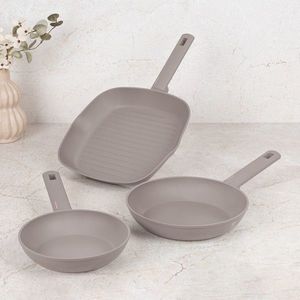 Set 3 tigai Berlinger Haus, Taupe, 20/24/28 cm, aluminiu forjat, taupe mat imagine