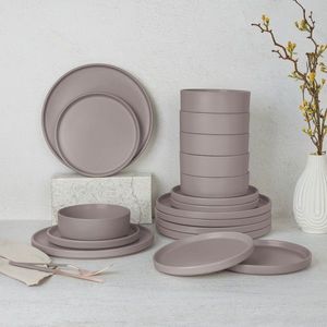 Serviciu de masa 18 piese Berlinger Haus, Taupe, ceramica, taupe mat imagine