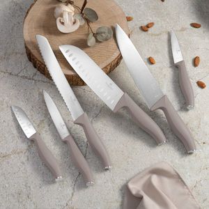 Set 6 cutite Berlinger Haus, Taupe, inox, taupe mat imagine