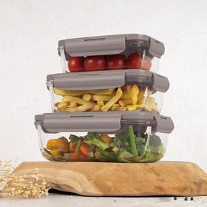 Set 3 caserole cu capac Berlinger Haus, Taupe, 570 ml / 840 ml / 1.18 L, sticla/plastic, taupe/transparent imagine