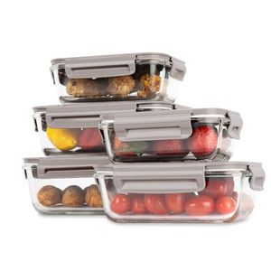 Set 5 caserole cu capac Berlinger Haus, Taupe, 370 ml / 640 ml / 1.04 L / 1.52 L, sticla/plastic, taupe/transparent imagine