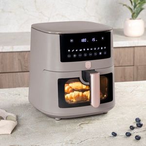 Friteuza cu aer cald si fereastra Berlinger Haus, Taupe, 38.8x30x32.4 cm, 8 L, 1650W, taupe mat imagine