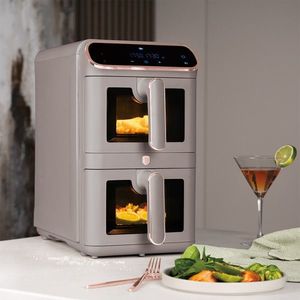 Friteuza dubla cu aer cald Berlinger Haus, Taupe, 2460W, 5.5+5.5 L, taupe mat imagine