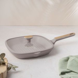 Tigaie grill cu capac Berlinger Haus, Taupe Nordic, 28 cm, 2.1 L, aluminiu forjat, taupe mat/natur imagine