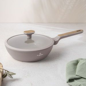 Tigaie adanca cu capac Berlinger Haus, Taupe Nordic, 24 cm, 2.3 L, aluminiu forjat, taupe mat/natur imagine