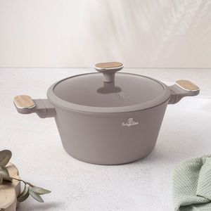 Oala cu capac Berlinger Haus, Taupe Nordic, 24 cm, 4.3 L, aluminiu forjat, taupe mat/natur imagine