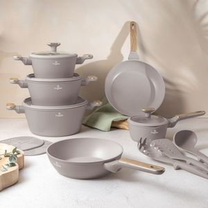 Set pentru gatit Berlinger Haus, Taupe Nordic, 15 piese, aluminiu forjat, taupe mat/natur imagine