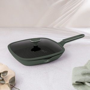 Tigaie grill cu capac Berlinger Haus, Matte Green, 28 cm, 2.1 L, aluminiu forjat, verde mat imagine