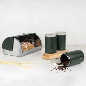Set cutie pentru paine si 3 recipiente Berlinger Haus, Matte Green, 38.5x28x18.5 cm, inox, verde mat/argintiu imagine