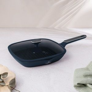 Tigaie grill cu capac Berlinger Haus, Deep Sea, 28 cm, 2.1 L, aluminiu forjat, albastru mat/gri imagine