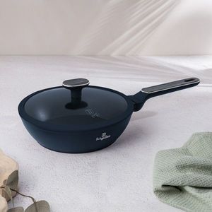 Tigaie adanca cu capac Berlinger Haus, Deep Sea, 24 cm, 2.3 L, aluminiu forjat, albastru mat/gri imagine