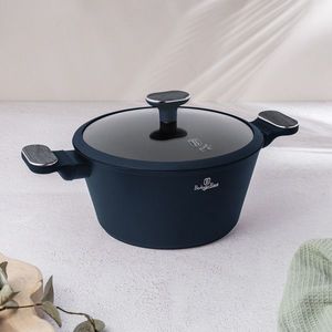 Oala cu capac Berlinger Haus, Deep Sea, 24 cm, 4.3 L, aluminiu forjat, albastru mat/gri imagine