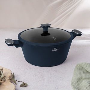 Oala cu capac Berlinger Haus, Deep Sea, 28 cm, 6.3 L, aluminiu forjat, albastru mat/gri imagine