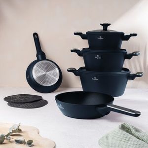 Set pentru gatit Berlinger Haus, Deep Sea, 10 piese, aluminiu forjat, albastru mat/gri imagine