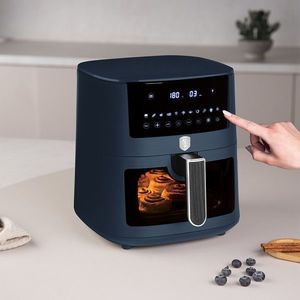 Friteuza cu aer cald si fereastra Berlinger Haus, Deep Sea, 5 L, 1400W, albastru mat/gri imagine