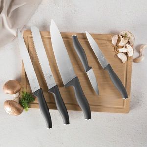 Set 5 cutite cu tocator Berlinger Haus, Anthracite, inox/bambus, antracit mat/natur imagine