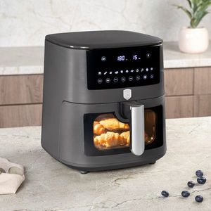 Friteuza cu aer cald si fereastra Berlinger Haus, Anthracite, 38.8x30x32.4 cm, 8 L, 1650W, antracit mat imagine