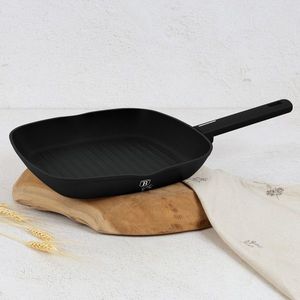 Tigaie grill Berlinger Haus, Matte Black, 28 cm, 2.1 L, aluminiu forjat, negru imagine