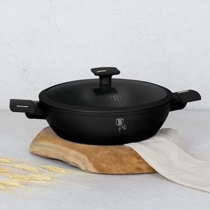 Oala cu capac Berlinger Haus, Matte Black, 28 cm, 3.8 L, aluminiu forjat, negru imagine