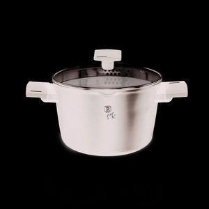 Oala cu capac pentru paste/orez Berlinger Haus, Matte Black, 24 cm, 6 L, aluminiu forjat, negru imagine