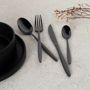 Set tacamuri 24 piese Berlinger Haus, Matte Black, model rotunjit, inox, negru imagine
