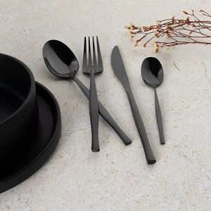 Set tacamuri 24 piese Berlinger Haus, Matte Black, model patrat, inox, negru imagine