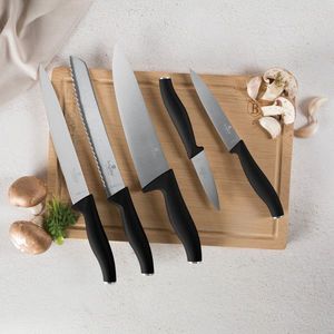 Set 5 cutite cu tocator Berlinger Haus, Matte Black, inox/bambus, negru/natur imagine